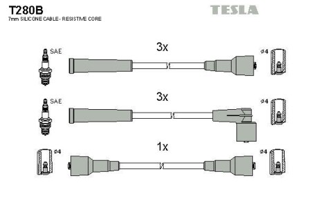 Провода высоковольтные, комплект TESLA T280B