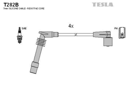 Провода высоковольтные, комплект TESLA T282B