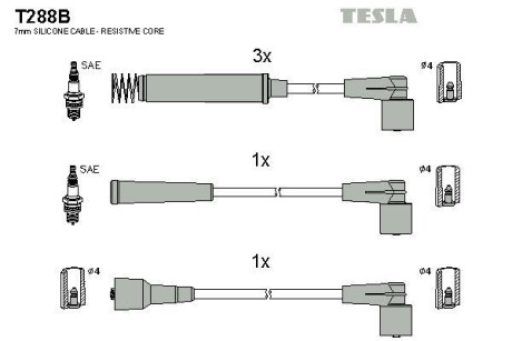 Провода высоковольтные, комплект TESLA T288B