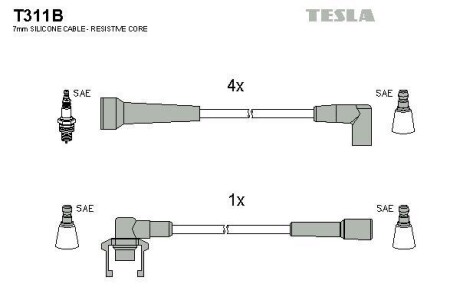 Провода высоковольтные, комплект TESLA T311B