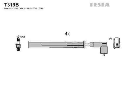 Провода высоковольтные, комплект TESLA T319B