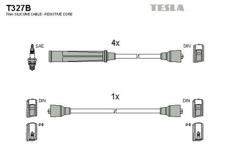 Провода высоковольтные, комплект TESLA T327B