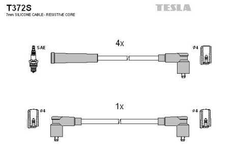 Провода высоковольтные, комплект TESLA T372S