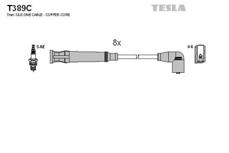 Провода высоковольтные, комплект TESLA T389C