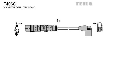 Провода высоковольтные, комплект TESLA T406C