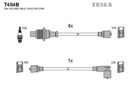 Провода высоковольтные, комплект TESLA T494B