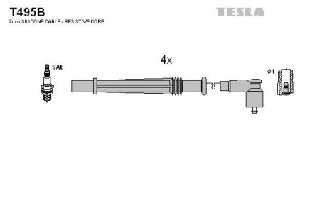 Провода высоковольтные, комплект TESLA T495B