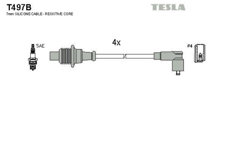 Провода высоковольтные, комплект TESLA T497B