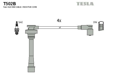 Провода высоковольтные, комплект TESLA T502B