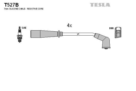 Провода высоковольтные, комплект TESLA T527B