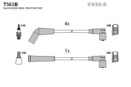 Провода высоковольтные, комплект TESLA T563B