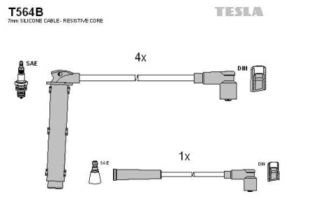 Провода высоковольтные, комплект TESLA T564B