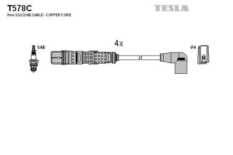 Провода высоковольтные, комплект TESLA T578C