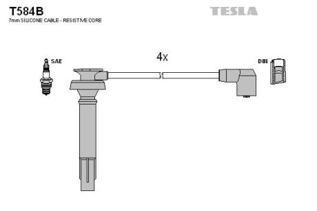 Провода высоковольтные, комплект TESLA T584B