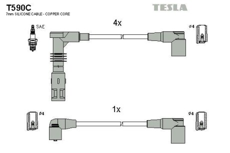 Провода высоковольтные, комплект TESLA T590C