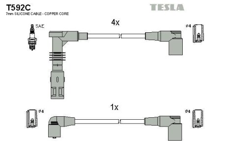 Провода высоковольтные, комплект TESLA T592C