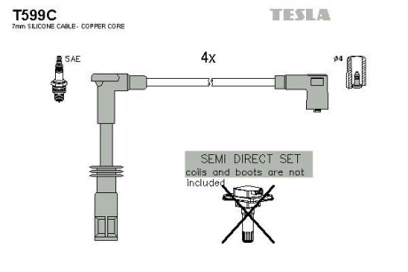 Провода высоковольтные, комплект TESLA T599C