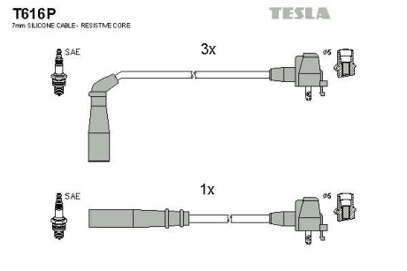 Провода высоковольтные, комплект TESLA T616P