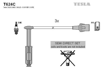 Провода высоковольтные, комплект TESLA T624C