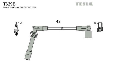 Провода высоковольтные, комплект TESLA T629B