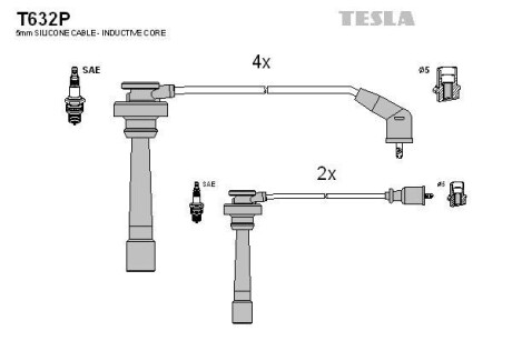 Провода высоковольтные, комплект TESLA T632P