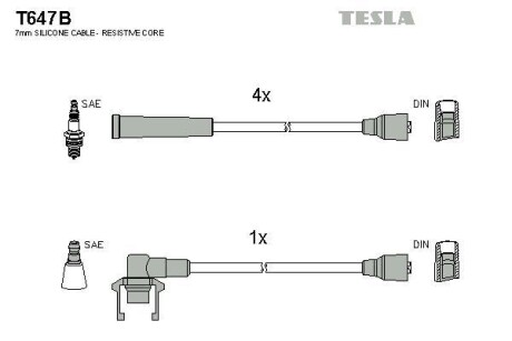 Провода высоковольтные, комплект TESLA T647B