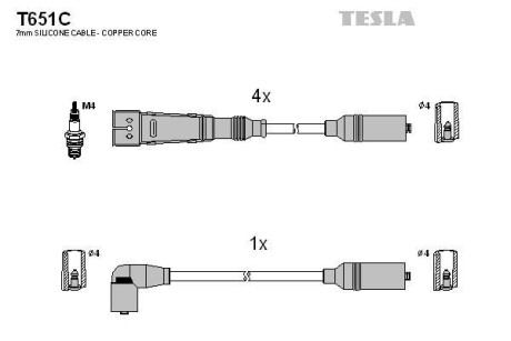 Провода высоковольтные, комплект TESLA T651C