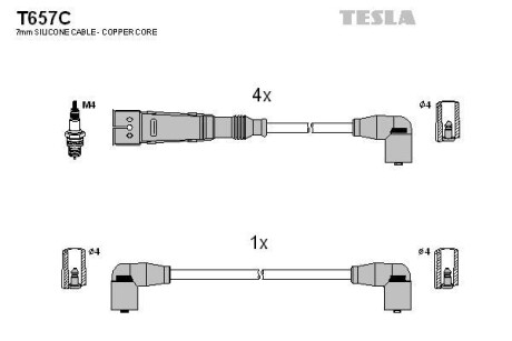 Провода высоковольтные, комплект TESLA T657C