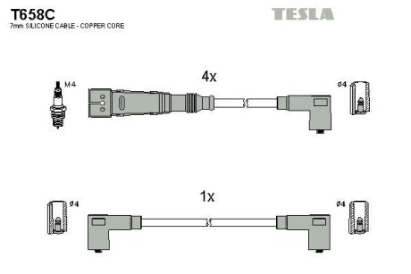 Провода высоковольтные, комплект TESLA T658C