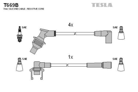 Провода высоковольтные, комплект TESLA T669B