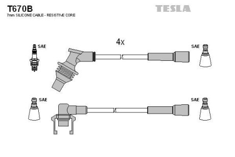 Провода высоковольтные, комплект TESLA T670B