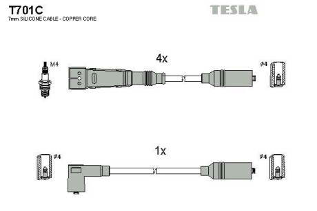 Провода высоковольтные, комплект TESLA T701C