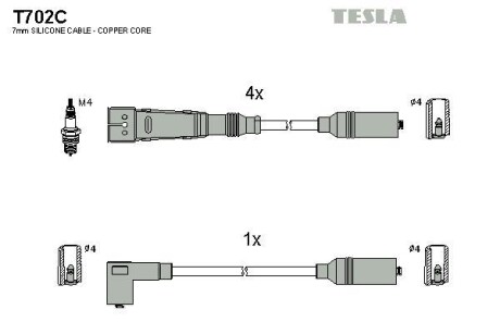 Провода высоковольтные, комплект TESLA T702C