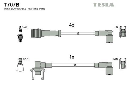 Провода высоковольтные, комплект TESLA T707B