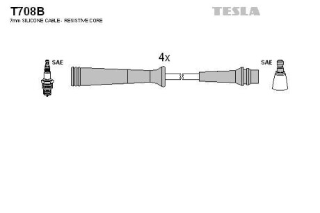 Провода высоковольтные, комплект TESLA T708B