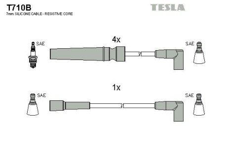 Провода высоковольтные, комплект TESLA T710B