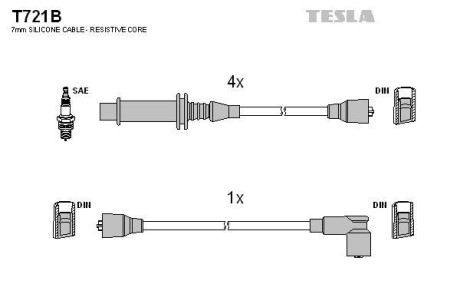 Провода высоковольтные, комплект TESLA T721B