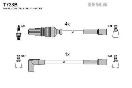 Провода высоковольтные, комплект TESLA T728B