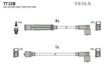 Провода высоковольтные, комплект TESLA T732B