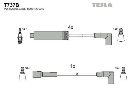 Провода высоковольтные, комплект TESLA T737B