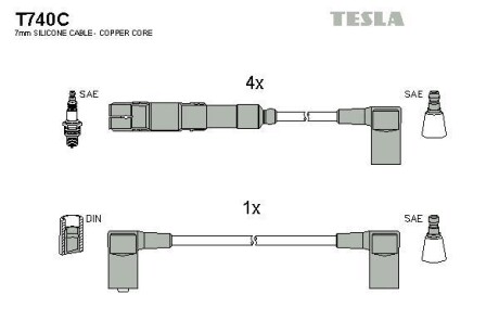 Провода высоковольтные, комплект TESLA T740C