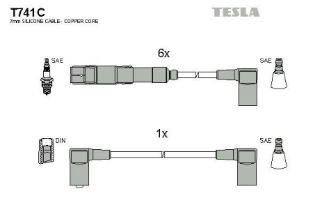 Провода высоковольтные, комплект TESLA T741C