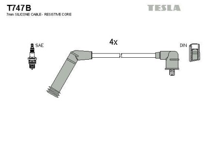 Провода высоковольтные, комплект TESLA T747B