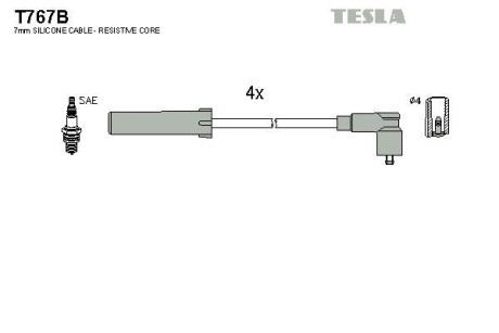 Провода высоковольтные, комплект TESLA T767B