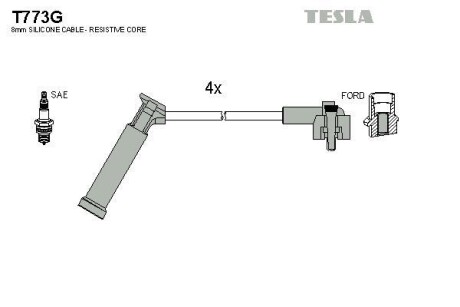 Провода высоковольтные, комплект TESLA T773G