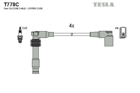 Провода высоковольтные, комплект TESLA T778C