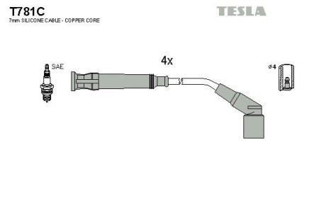 Провода высоковольтные, комплект TESLA T781C