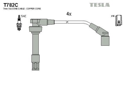 Провода высоковольтные, комплект TESLA T782C