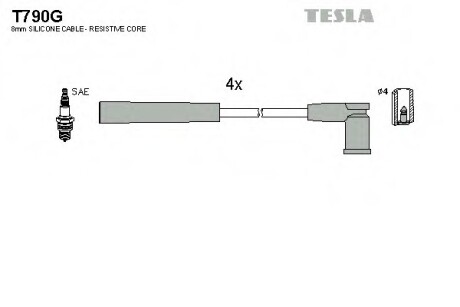 Провода высоковольтные, комплект TESLA T790G