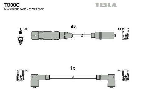 Провода высоковольтные, комплект TESLA T800C